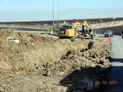 Work on the future southbound I-35W to westbound I-820 frontage road