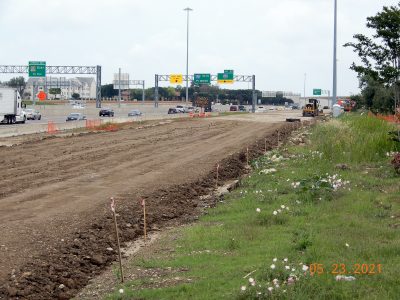Work on the future southbound I-35W frontage road south of Western Center Blvd. 