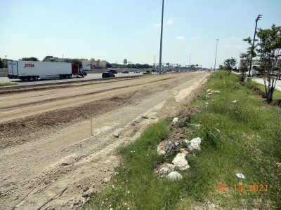 Work on the future southbound I-35W frontage road south of Western Center Blvd.