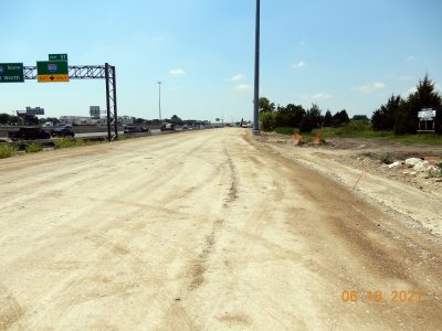 Work on the future southbound I-35W frontage road south of Western Center Blvd.