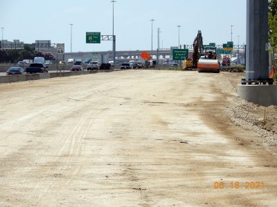Work on the future southbound I-35W frontage road south of Western Center Blvd.