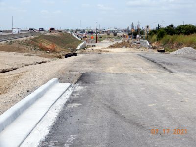 Work on the future westbound I-820 frontage road at Mark IV Pkwy. 