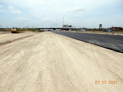 Work on future lanes on northbound I-35W between N Tarrant Pkwy. and Heritage Trace Pkwy.