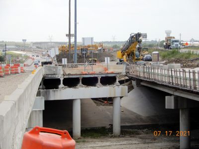 Work on I-35W just north of Westport Pkwy. 