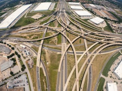 I-35W/I-820 interchange looking north