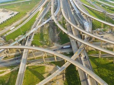 I-35W/I-820 interchange looking north