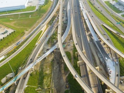 I-35W/I-820 interchange looking north