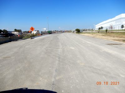 Work on the future westbound I-820 frontage road