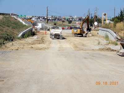 Work on the future westbound I-820 frontage road