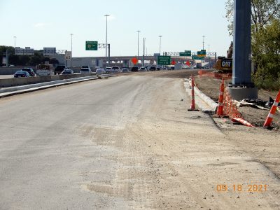 Work on the future southbound I-35W frontage road south of Western Center Blvd.