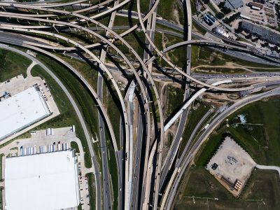 I-35W/I-820 interchange looking south