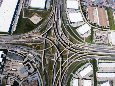 I-35W/I-820 interchange looking north