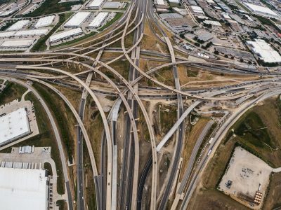I-35W/I-820 interchange looking south