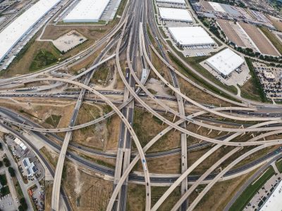 I-35W/I-820 interchange looking north