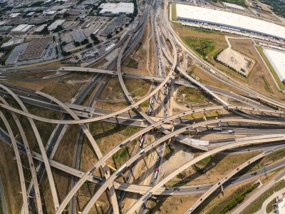 I-35W/I-820 interchange looking west