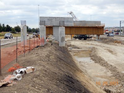 Work on future lanes on northbound I-35W between N Tarrant Pkwy. and Heritage Trace Pkwy.