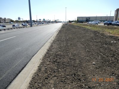 Work on the future southbound I-35W frontage road south of Western Center Blvd.