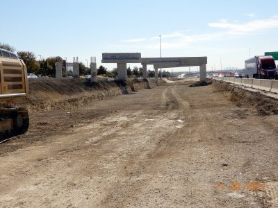 Work on future lanes on northbound I-35W between N Tarrant Pkwy. and Heritage Trace Pkwy. 