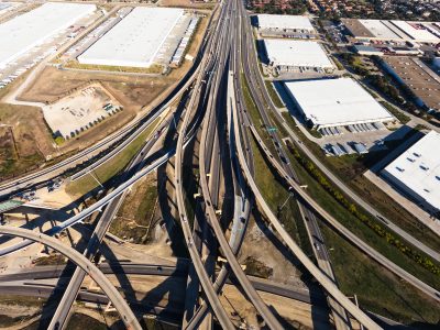 I-35W/I-820 interchange looking north