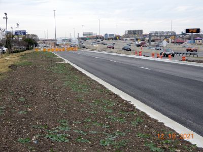Work on the future southbound I-35W frontage road south of Western Center Blvd.