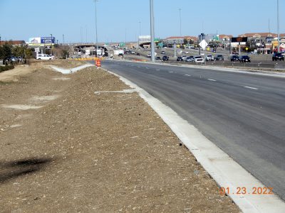 Work on the future southbound I-35W frontage road south of Western Center Blvd.