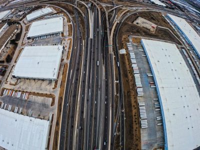 I-35W/I-820 interchange looking south