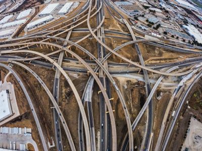I-35W/I-820 interchange looking south