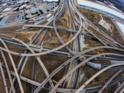 I-35W/I-820 interchange looking west