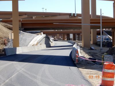Work on the future off-ramp from westbound I-820 to Mark IV Pkwy. 