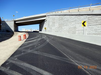 Work on the future off-ramp from westbound I-820 to Mark IV Pkwy. 