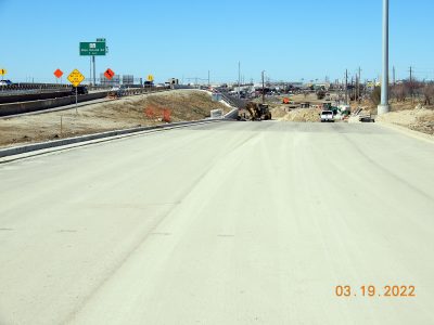 – Work on the future westbound I-820 frontage road at Mark IV Pkwy. 