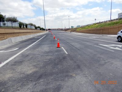 Work on the future westbound I-820 frontage road at Mark IV Pkwy. 