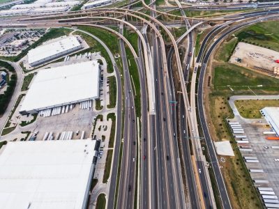 I-35W/I-820 interchange looking south