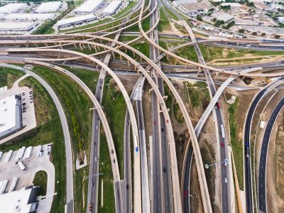 I-35W/I-820 interchange looking south