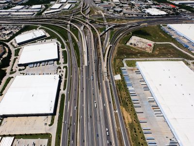 I-35W/I-820 interchange looking south