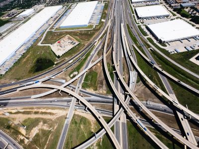 I-35W/I-820 interchange looking north
