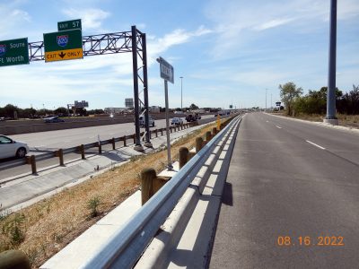 The new southbound I-35W frontage road south of Western Center Blvd.