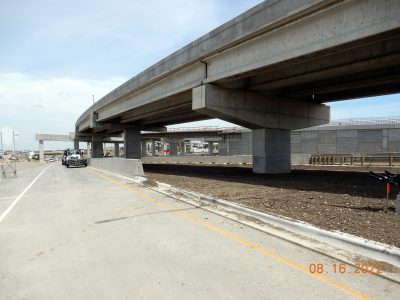 Work on the future southbound Keller Hicks Rd. off-ramp