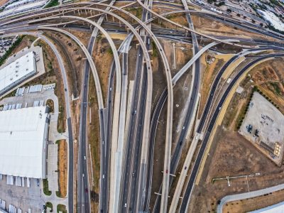 I-35W/I-820 interchange looking south