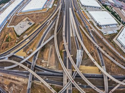 I-35W/I-820 interchange looking north