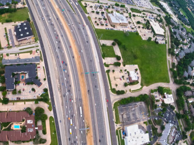 SH 121/183 between Central Dr. and the SH 121/183 split looking east