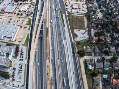 SH 121/183 approaching 
 Precinct Line Rd. looking east 