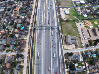 SH 121/183 at the pedestrian bridge looking east 