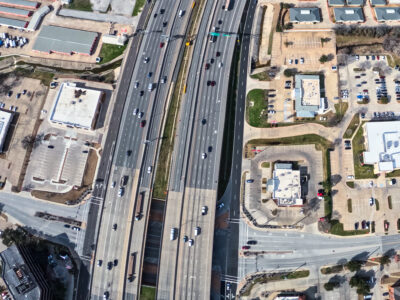 SH 121/183 at Forest Ridge Dr. looking west.