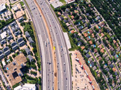 SH 121/183 between Bedford Rd. and Forest Ridge Dr. looking east 