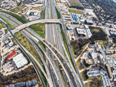 SH 121/183 at the SH 121/183 split looking east