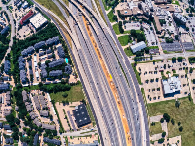 SH 121/183 at the SH 121/183 split looking east