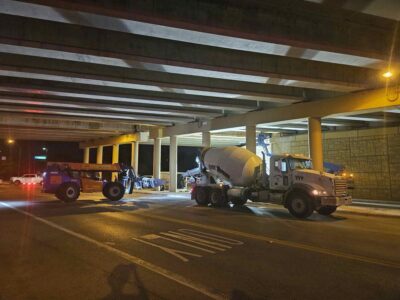 work on Holiday Ln. at I-820