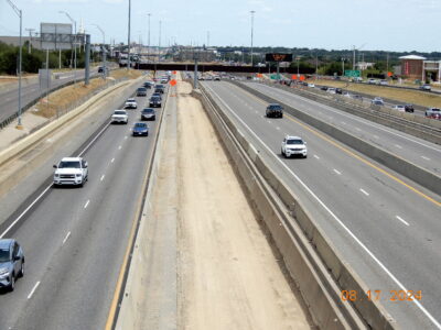 work on I-820 between Denton Hwy. 377 and Haltom Rd. looking east