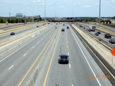 work on I-820 between Denton Hwy. 377 and Haltom Rd. looking east
